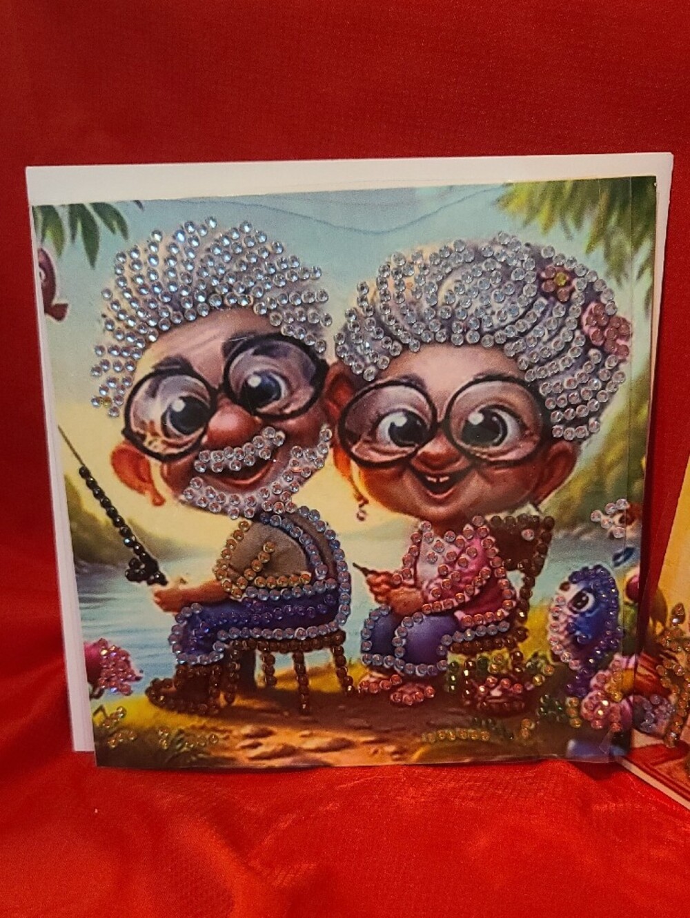Whimsical Grandparents Diamond Art TWO Greeting Cards- NWT - Picture 2 of 7